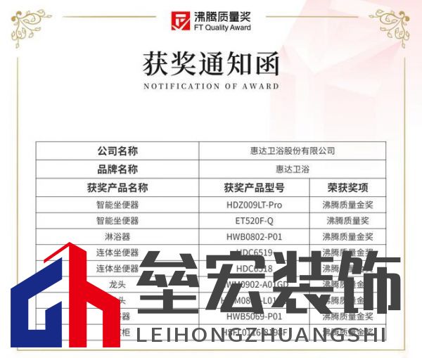 2024沸騰質(zhì)量獎9項大獎，惠達(dá)衛(wèi)浴品質(zhì)實(shí)力的最佳注腳！